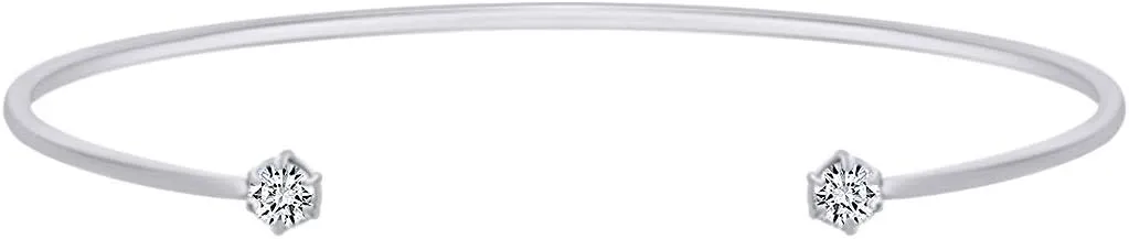 White Natural Diamond Adjustable Two Stone Cuff Bracelet In 14k Gold Over Sterling Silver (I-J Color, I2-I3 Clarity, 0.24 Cttw)