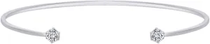 White Natural Diamond Adjustable Two Stone Cuff Bracelet In 14k Gold Over Sterling Silver (I-J Color, I2-I3 Clarity, 0.24 Cttw)