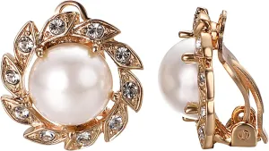White Pearl Clip on Earrings for Women Non Pierced Ear 18K Rose Gold Plated and 18K White Gold Plated Sunflower Cz Earrings Jewelry