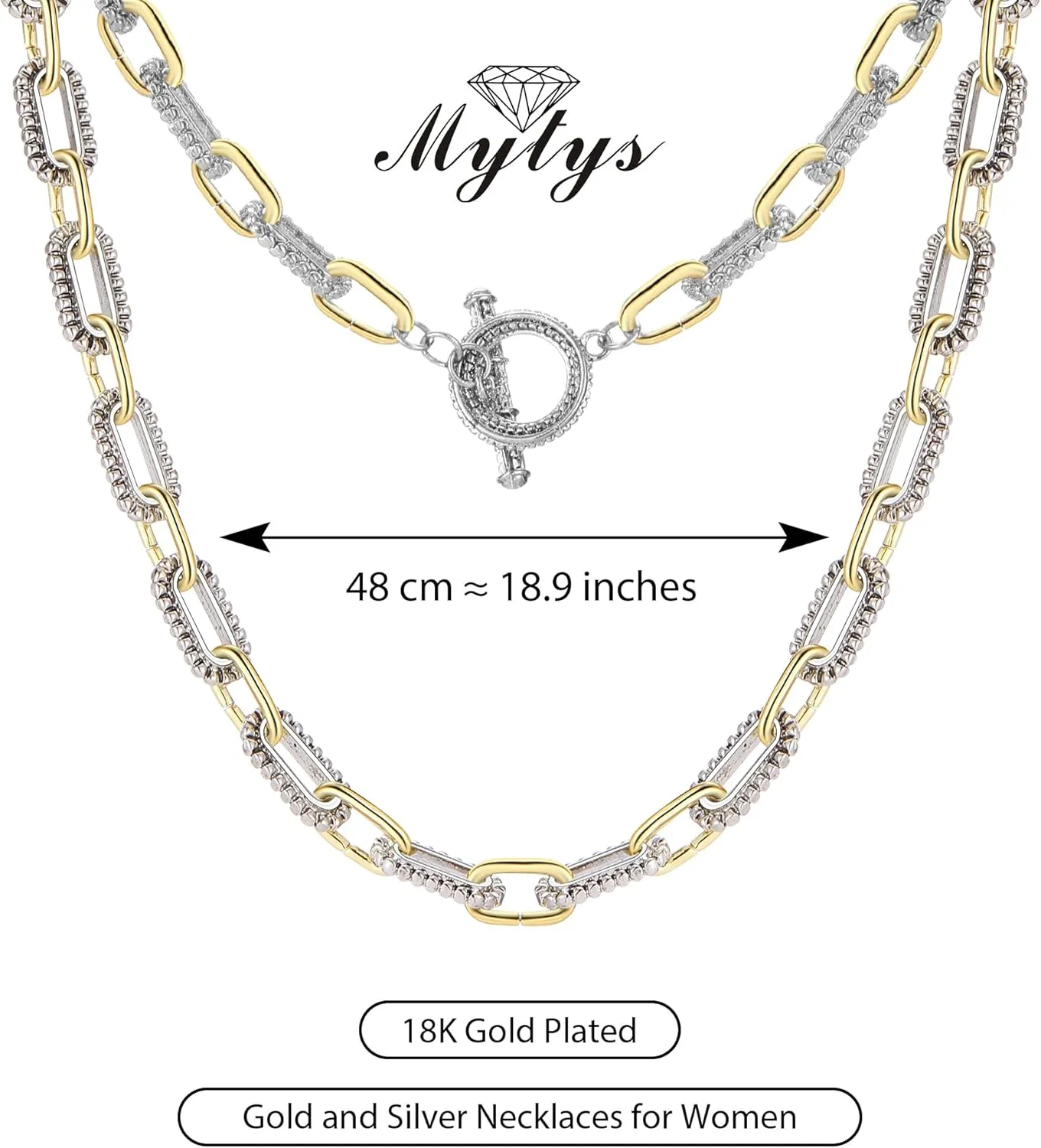 Women's Link Necklace 18k Gold Plated Double Twist Wire Gold and Silver 2 Tone Chain Necklaces Christmas New Year Jewelry
