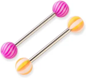Women's Tongue Ring Set 20pcs Assorted Colors 316l Steel 2.8 * 0.5mm Stylish Studs for Girls Random Color
