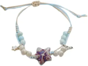 XAM Summer Starfish Ceramic Beaded Adjustable Friendship Bracelet Fresh and Elegant Marine Style
