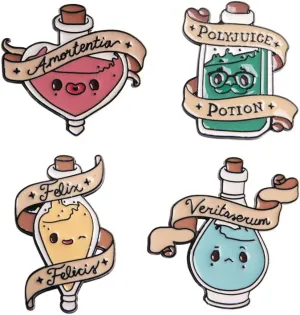 Ximimark 4 Pcs 4 Style Cartoon Colorful Potion Bottle Enamel Pin Witchcraft Wizardry Badge Set Backpack Bag Hat Accessories