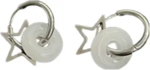 Y2k Star Earrrings Aesthetic Small Jade Star Hoop Earrings for Women Five-pointed star earrings in imitation of jade earrings