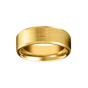 Yellow Gold Wedding Band Mens Ring 8mm Tungsten Rings for Mens Wedding Band 14K Gold Ring with Beveled Edges Unique Golden Gifts for Him