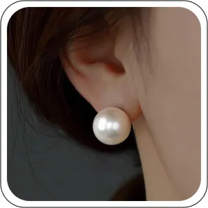 YienDoo Imitation Pearl Stud Earrings Silver Vintage Round Ball Pearls Ear Studs Minimalist Statement Simulated Pearl Earrings Wedding Bride Pearl Earrings Jewelry for Women8/10/12mm