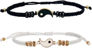 Yin Yang Matching Bracelets for Men and Women Friend Couple Bracelets Adjustable Rope Cord Bracelet Bangle for Couple BFF Matching Bracelet Friendship Jewelry Gifts