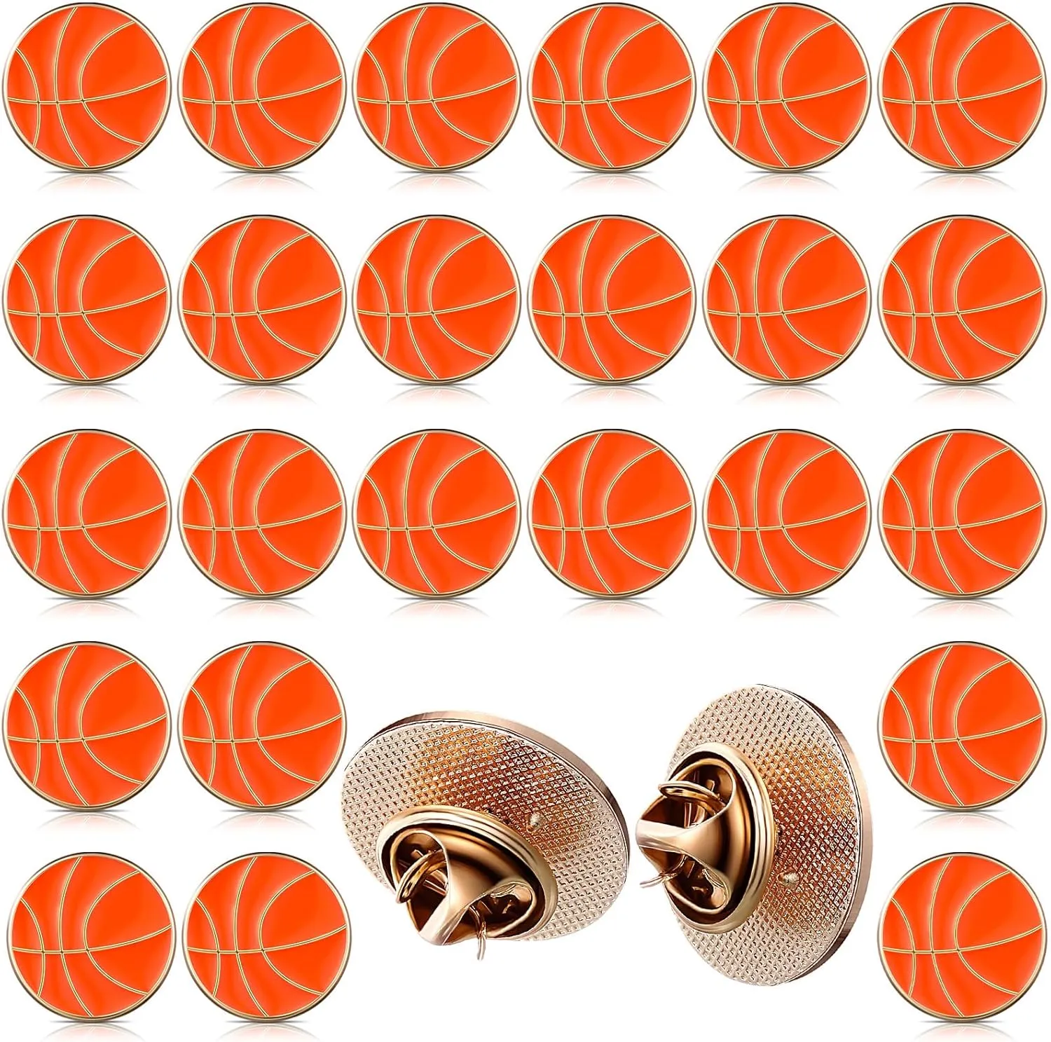Yinkin 24 Pcs Sports Lapel Pin Ball Lover Pin Gift Round Metal Pin Hat Shirt Tie Brooches Charm Decoration