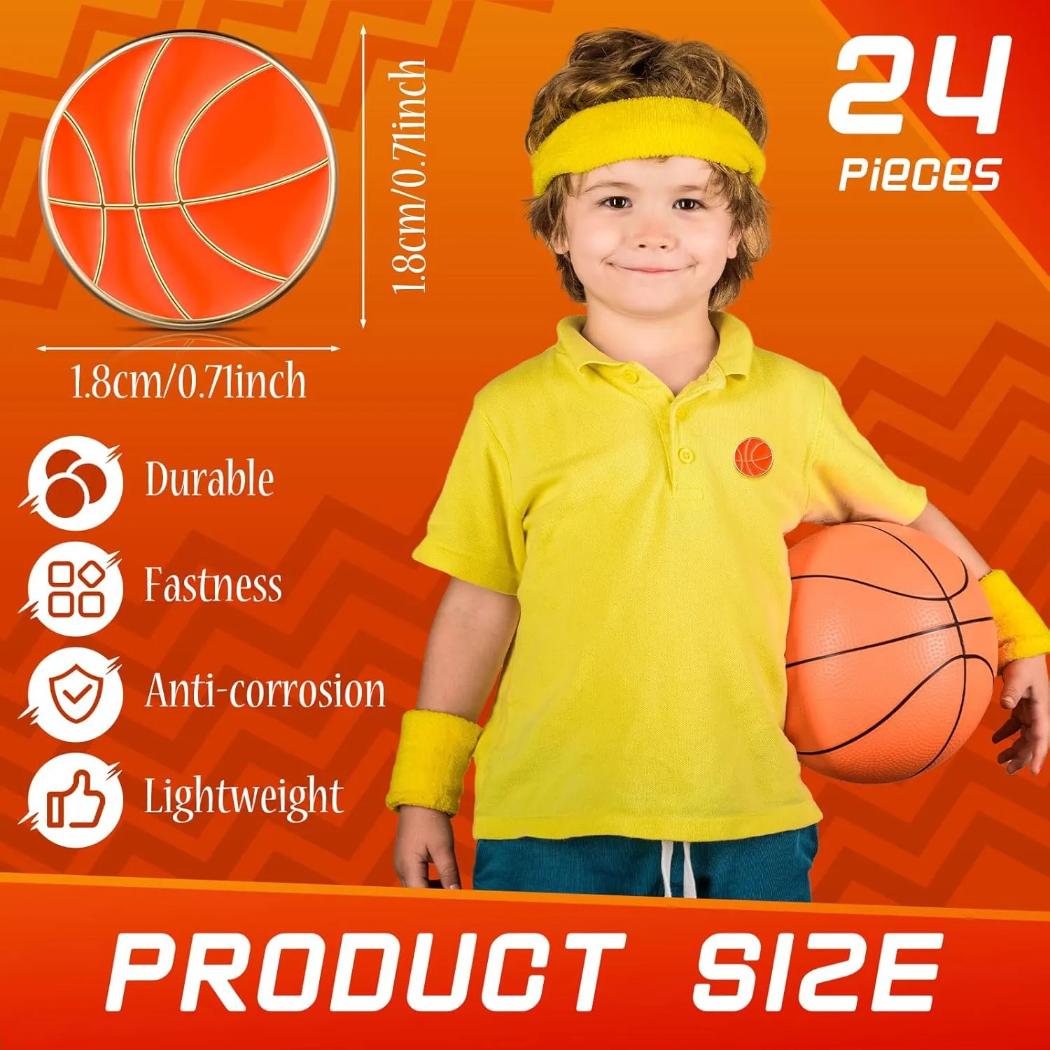 Yinkin 24 Pcs Sports Lapel Pin Ball Lover Pin Gift Round Metal Pin Hat Shirt Tie Brooches Charm Decoration