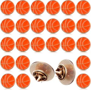Yinkin 24 Pcs Sports Lapel Pin Ball Lover Pin Gift Round Metal Pin Hat Shirt Tie Brooches Charm Decoration