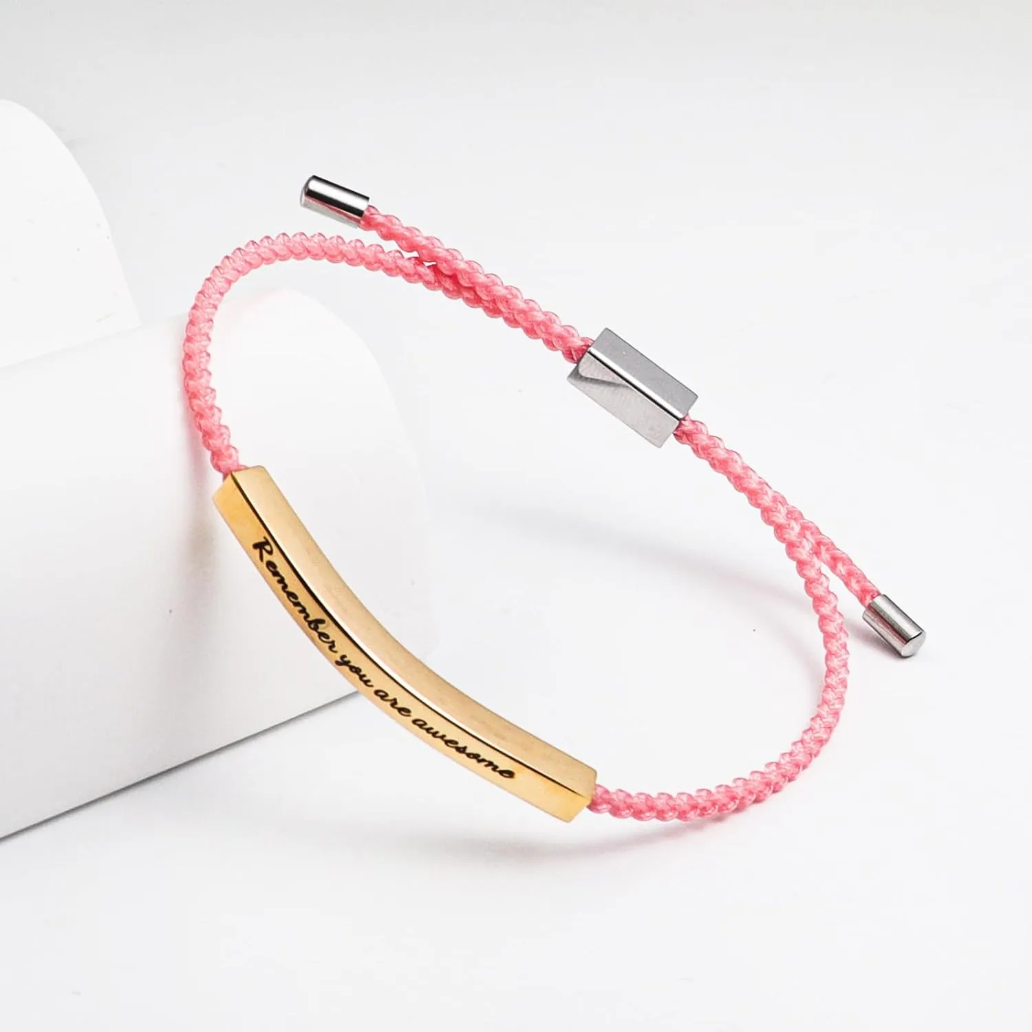 You Are Awesome Inspirational Bracelets for Women Adjustable Handmade Braided Bracelet Stainless Steel Tube Engraved Inspirational Bracelet Birthday Valentines Jewelry Gifts for Teen Girls