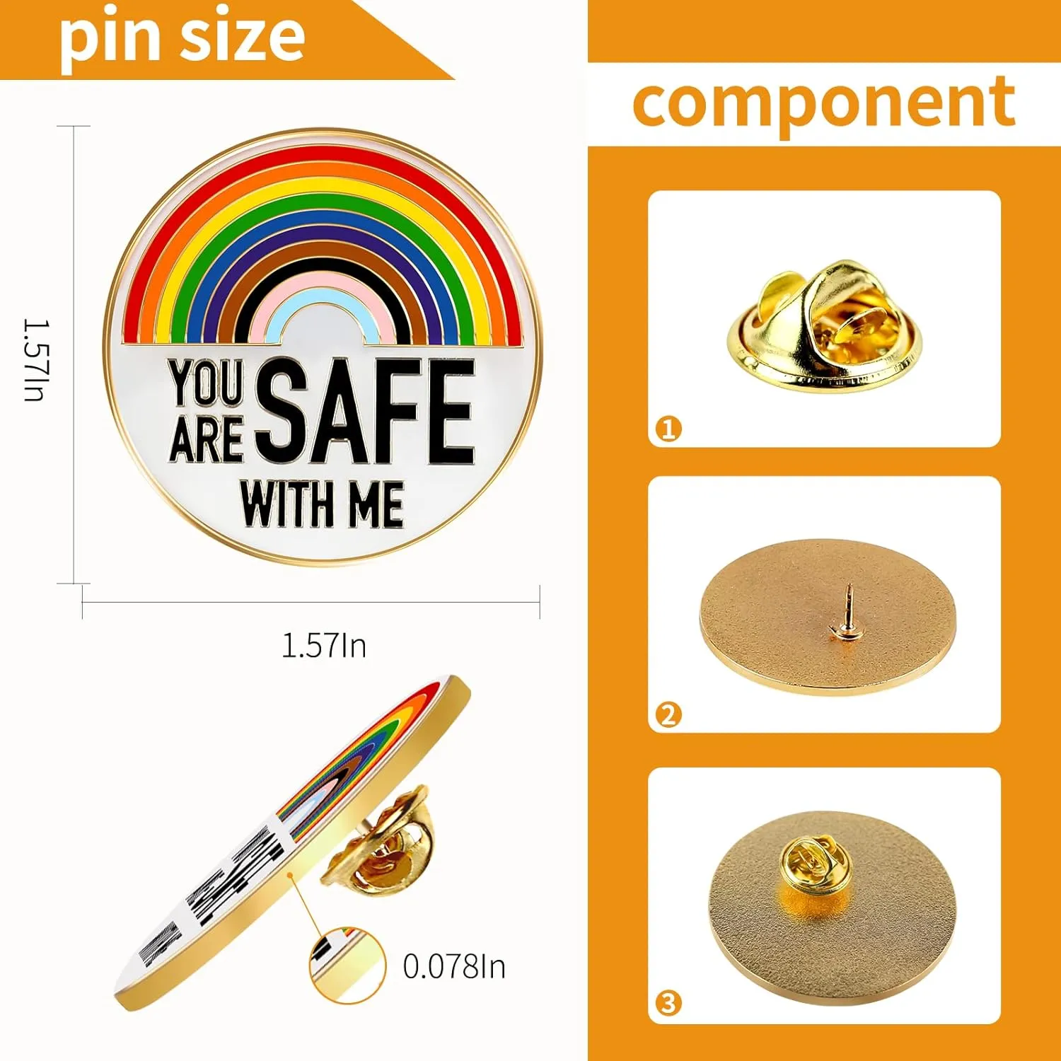 YOU ARE SAFE WITH ME,Enamel Pins,Nurse Doctor Medical Students Pins, Rainbow Brooch Lapel Pin,Enamel pins for Clothing Backpack Hat Decoration,Funny Badge Jewelry Gift