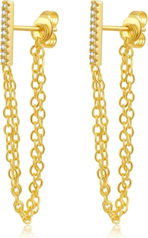 Zaano Gold Plated Drop Dangle Earrings for Women Men Girls 0925 Sterling Silver Post Huggie Starfish Cross Bee Butterfly Sun Hypoallergenic Trendy Dangle Hoop Earrings Jewelry Gift