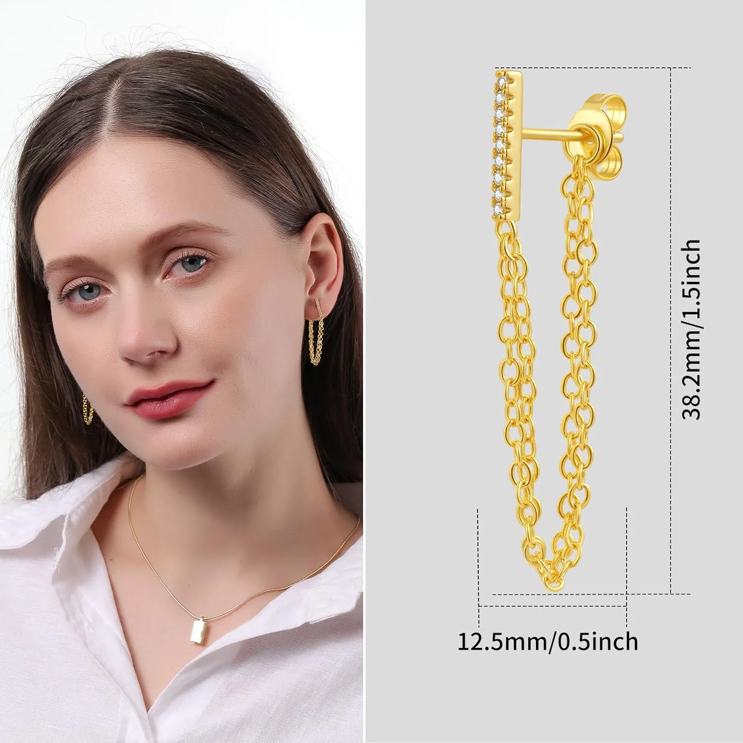 Zaano Gold Plated Drop Dangle Earrings for Women Men Girls 0925 Sterling Silver Post Huggie Starfish Cross Bee Butterfly Sun Hypoallergenic Trendy Dangle Hoop Earrings Jewelry Gift